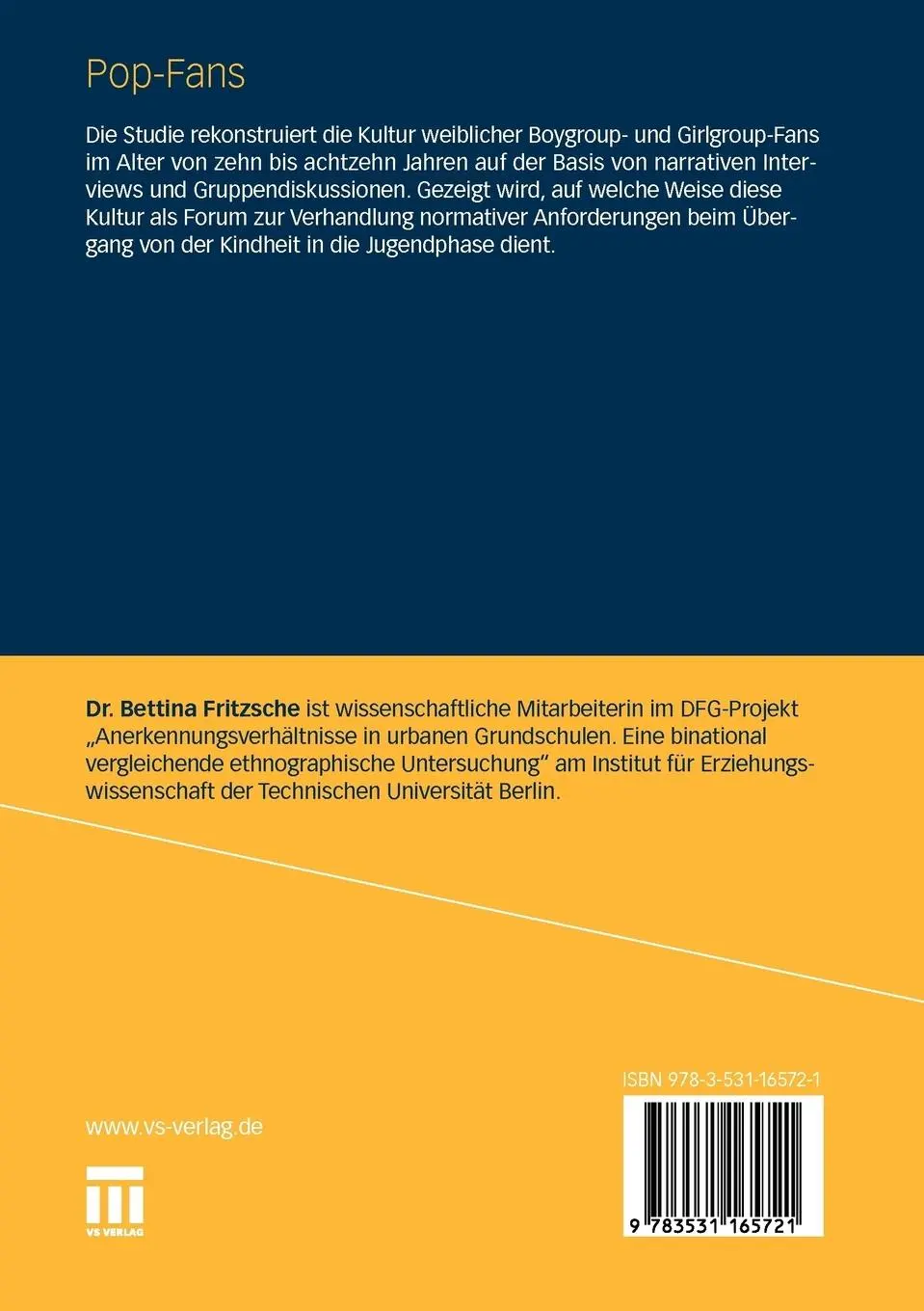Rückseite: 9783531165721 | Pop-Fans | Studie einer Mädchenkultur | Bettina Fritzsche | Buch
