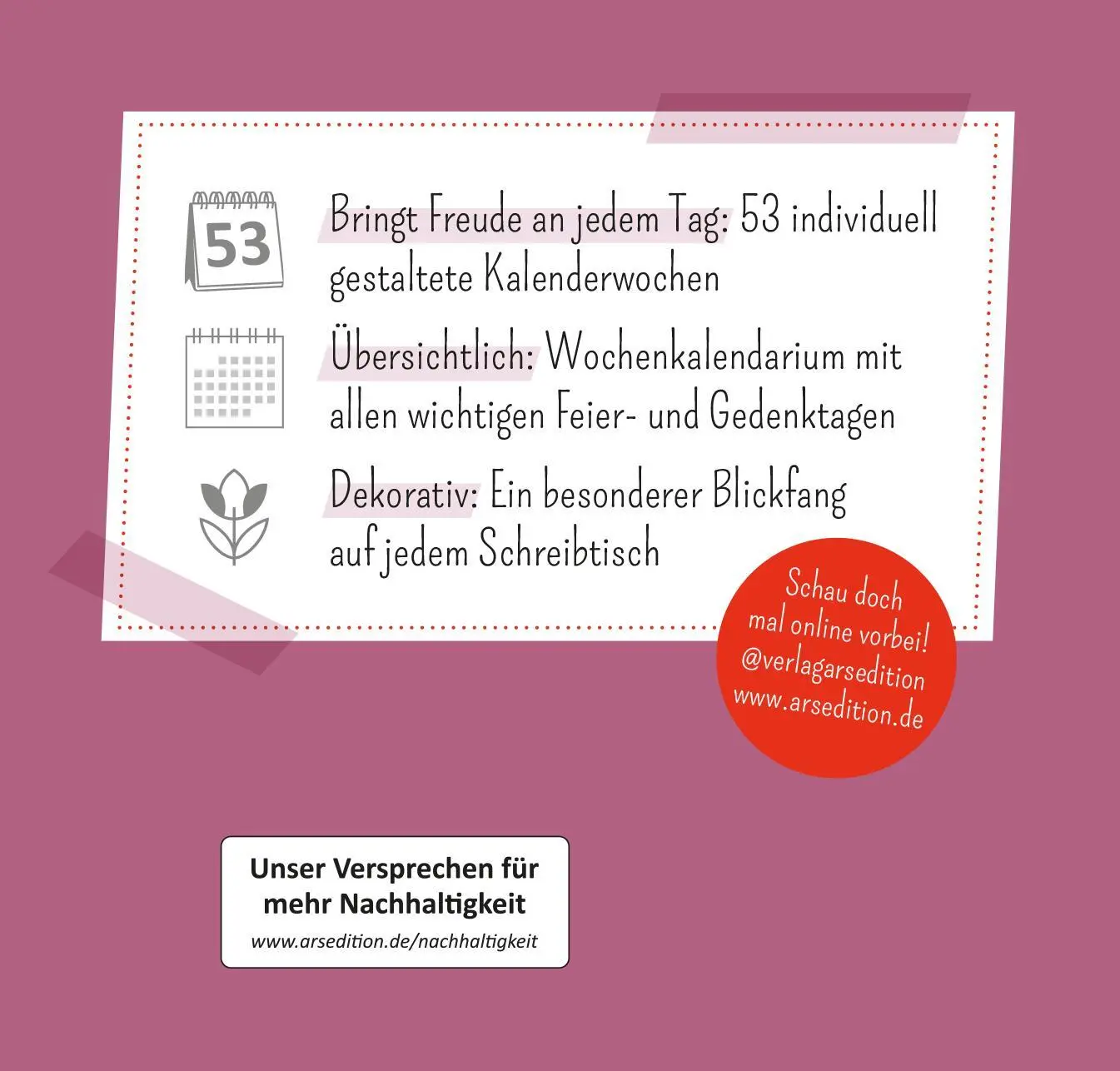 Rückseite: 4014489135821 | Mini-Wochenkalender Einatmen. Ausatmen. Lächeln. 2026 | Kalender