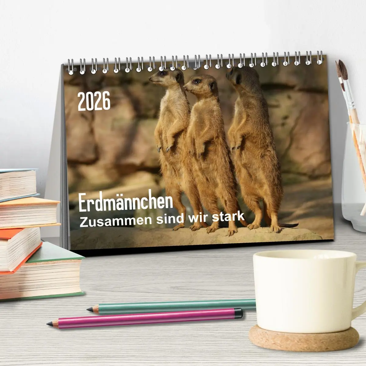 Bild: 9783516235821 | Erdmännchen - Zusammen sind wir stark (Tischkalender 2026 DIN A5...