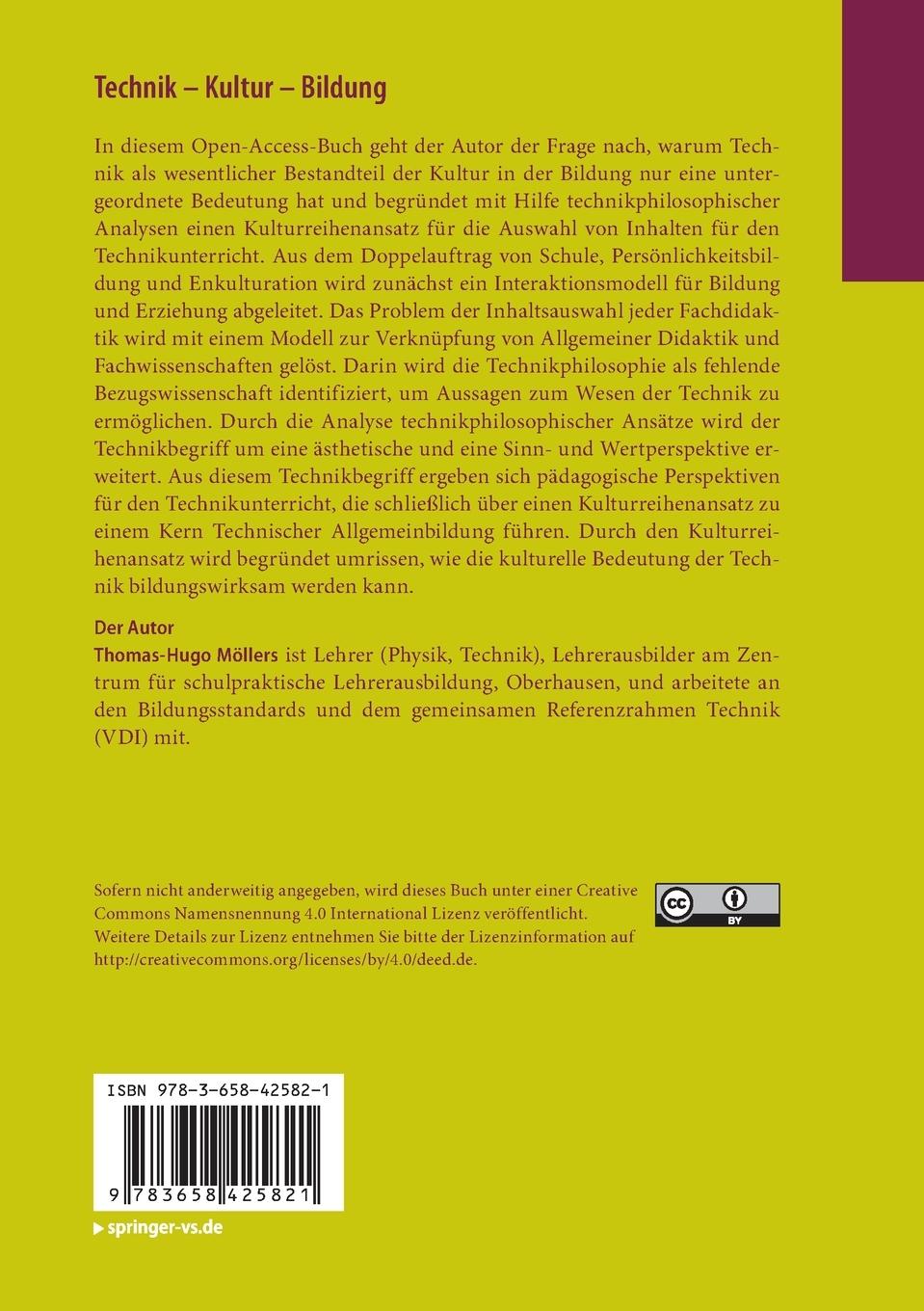 Rückseite: 9783658425821 | Technik ¿ Kultur ¿ Bildung | Thomas-Hugo Möllers | Taschenbuch | xxii