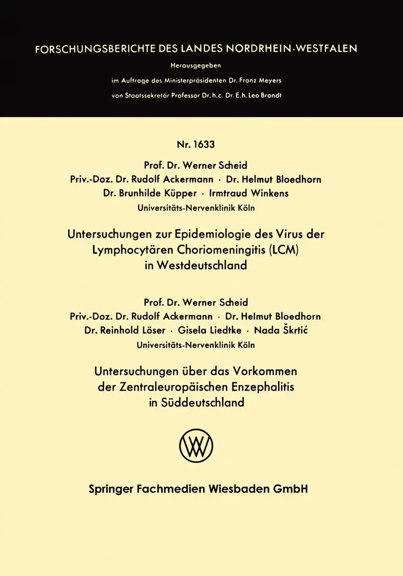 Cover: 9783663065821 | Untersuchungen zur Epidemiologie des Virus der Lymphocytären...