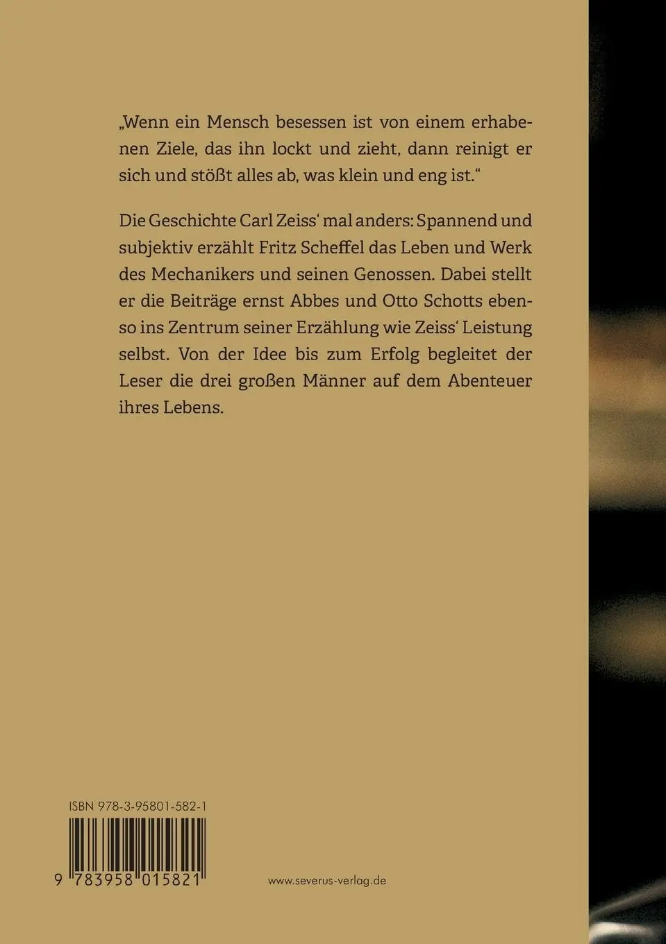 Rückseite: 9783958015821 | Gläserne Wunder: Drei Männer schaffen ein Werk. Zeiß, Abbe, Schott
