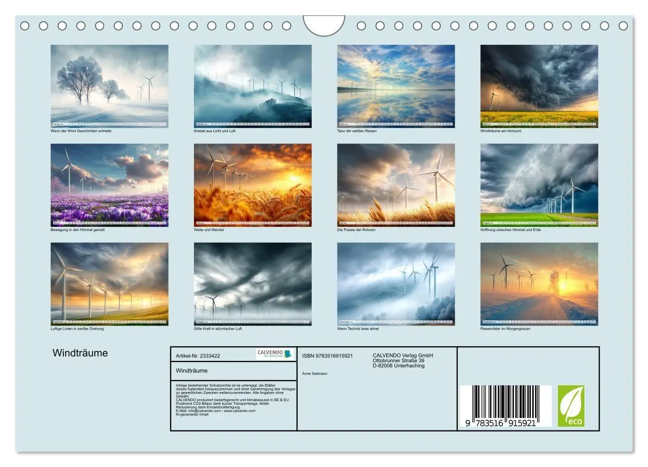 Bild: 9783516915921 | Windträume (Wandkalender 2027 DIN A4 quer), CALVENDO Monatskalender