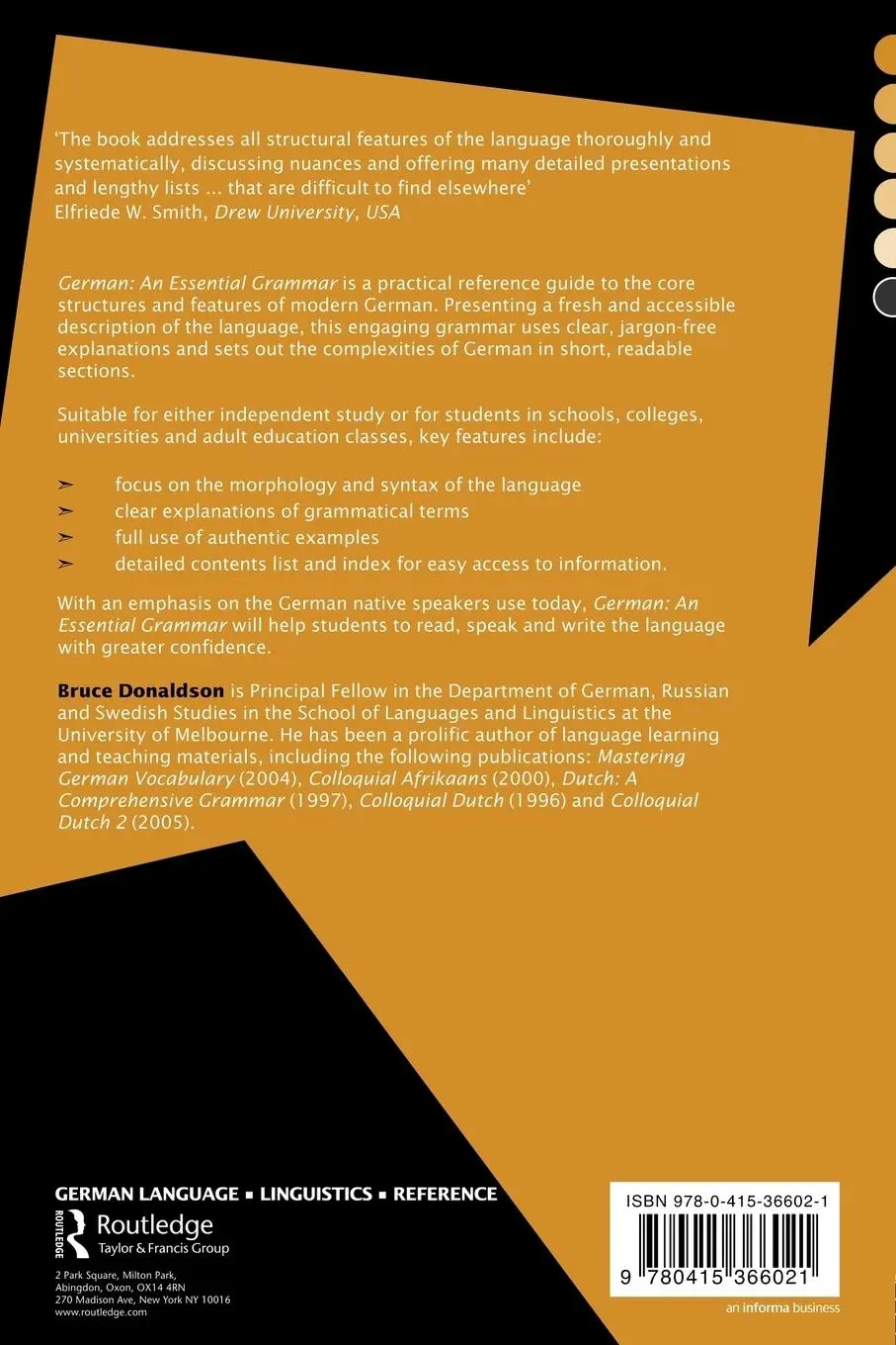Rückseite: 9780415366021 | German | An Essential Grammar | Bruce Donaldson | Taschenbuch | 2006