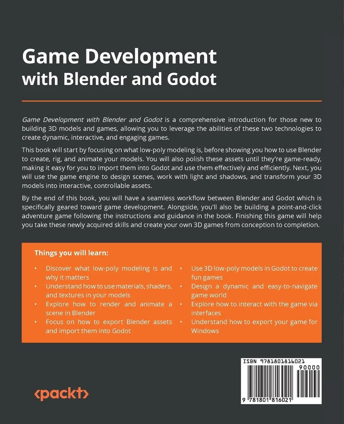 Rückseite: 9781801816021 | Game Development with Blender and Godot | Kumsal Obuz | Taschenbuch