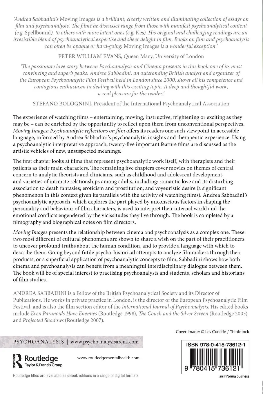 Rückseite: 9780415736121 | Moving Images | Psychoanalytic reflections on film | Andrea Sabbadini