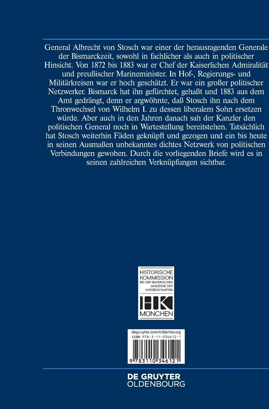 Rückseite: 9783110346121 | General Albrecht von Stosch | Politische Korrespondenz 1871-1896