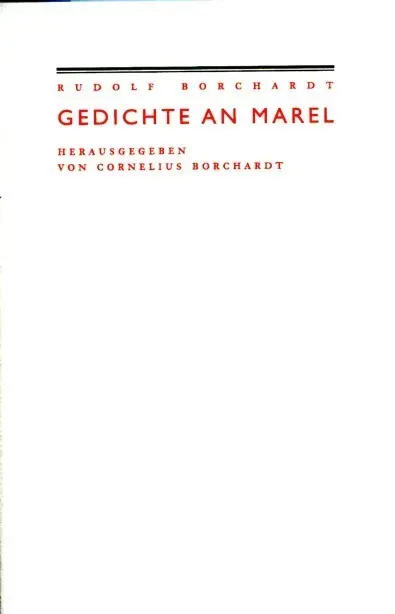 Cover: 9783945256121 | Gedichte an Marel | Schriften der Rudolf-Borchardt-Gesellschaft | Buch