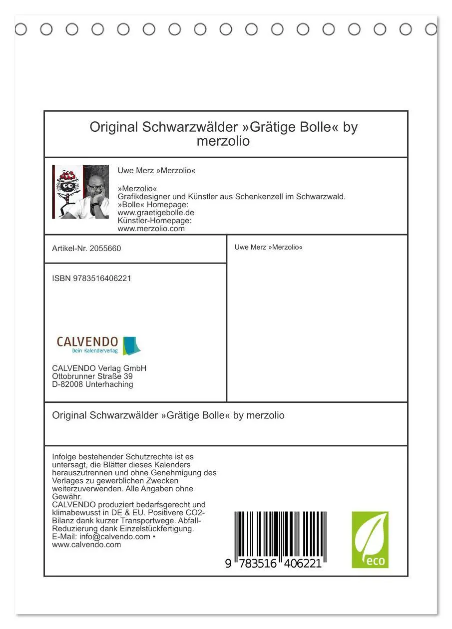 Bild: 9783516406221 | Original Schwarzwälder 'Grätige Bolle' by merzolio (Tischkalender...