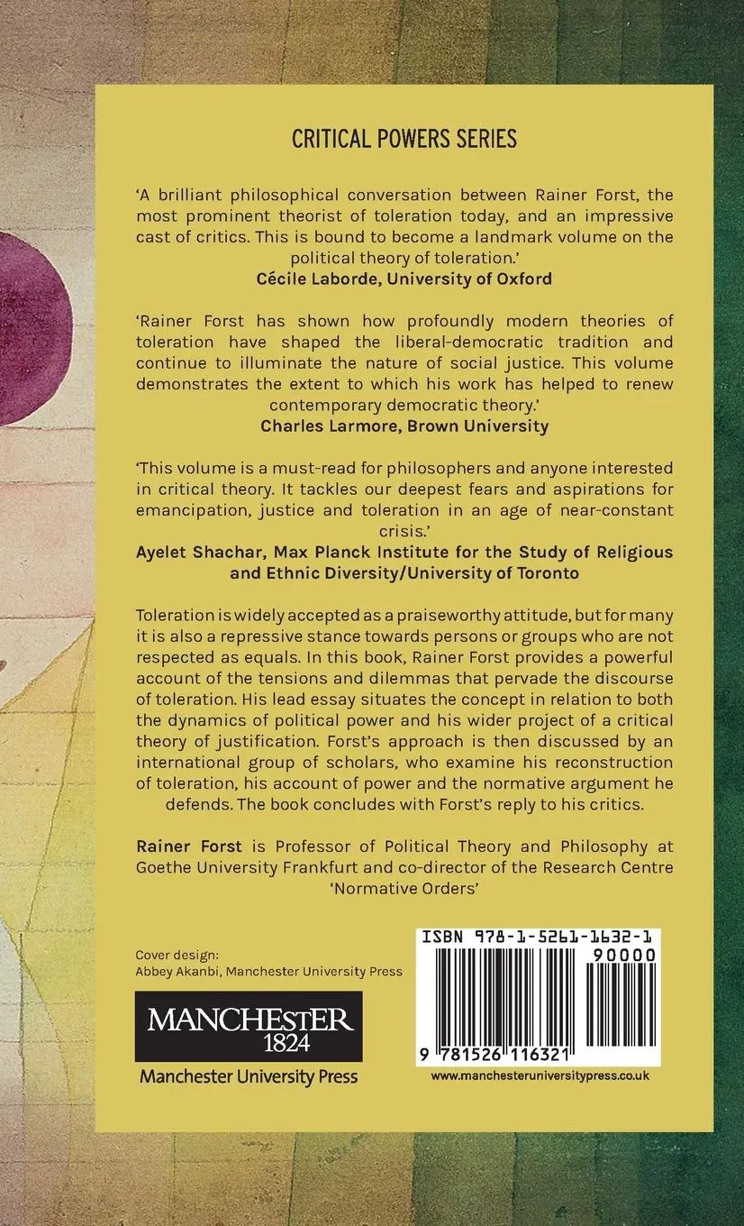 Rückseite: 9781526116321 | Toleration, power and the right to justification | Rainer Forst | Buch