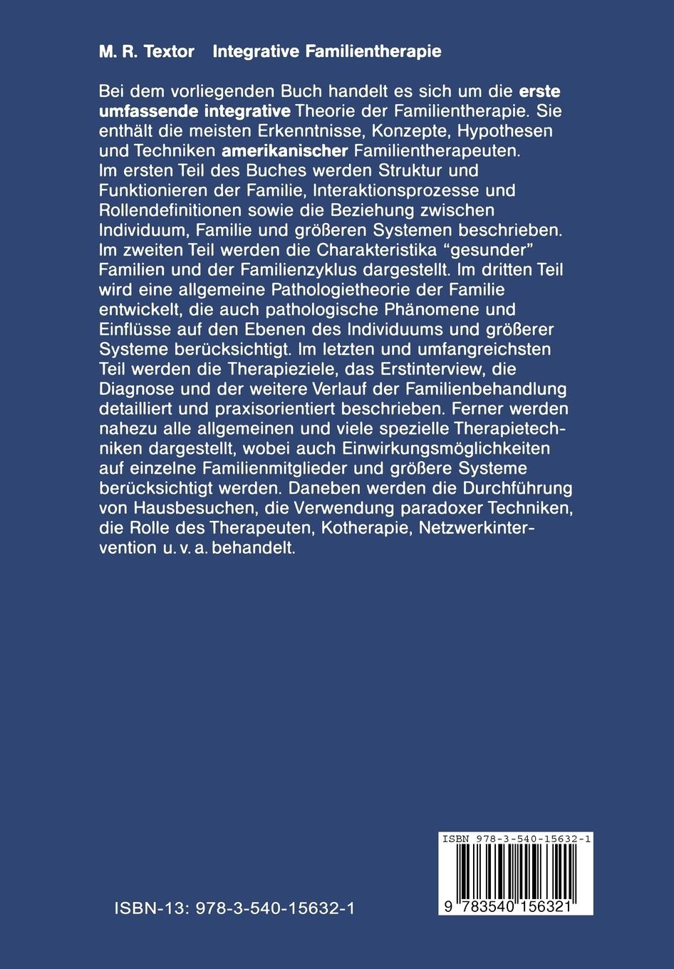 Rückseite: 9783540156321 | Integrative Familientherapie | Martin Textor | Taschenbuch | viii