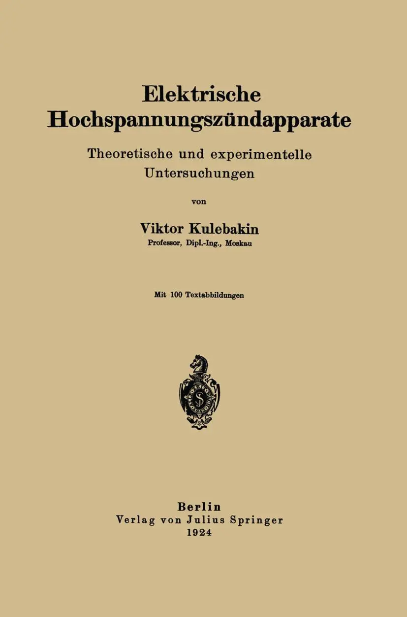 Elektrische Hochspannungszündapparate: Theoretische und experimentelle Untersuchungen