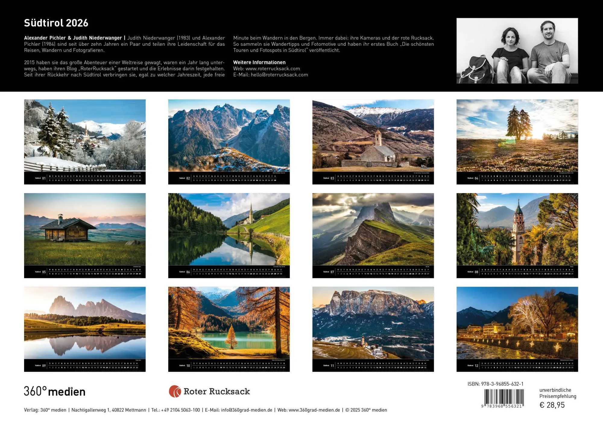 Rückseite: 9783968556321 | Südtirol Premiumkalender 2026 | Judith Niederwanger | Kalender | 14 S.