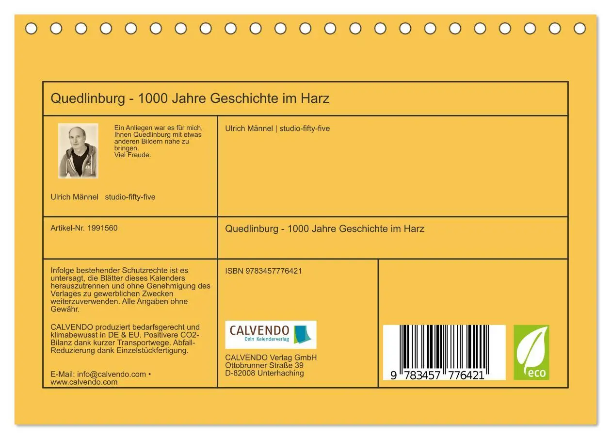 Bild: 9783457776421 | Quedlinburg - 1000 Jahre Geschichte im Harz (Tischkalender 2026 DIN...