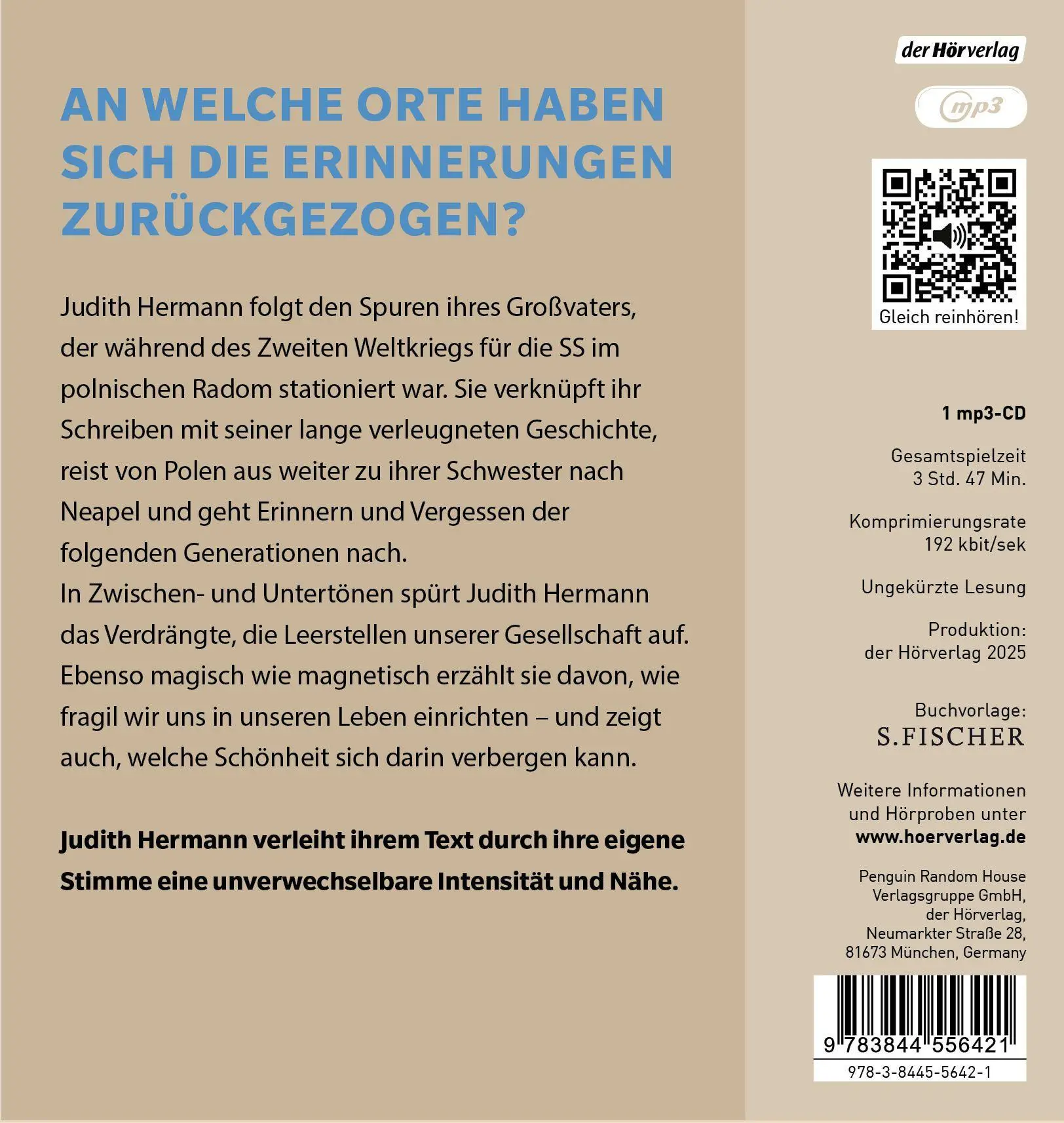 Bild: 9783844556421 | Ich möchte zurückgehen in der Zeit | Judith Hermann | MP3 | 1 CD