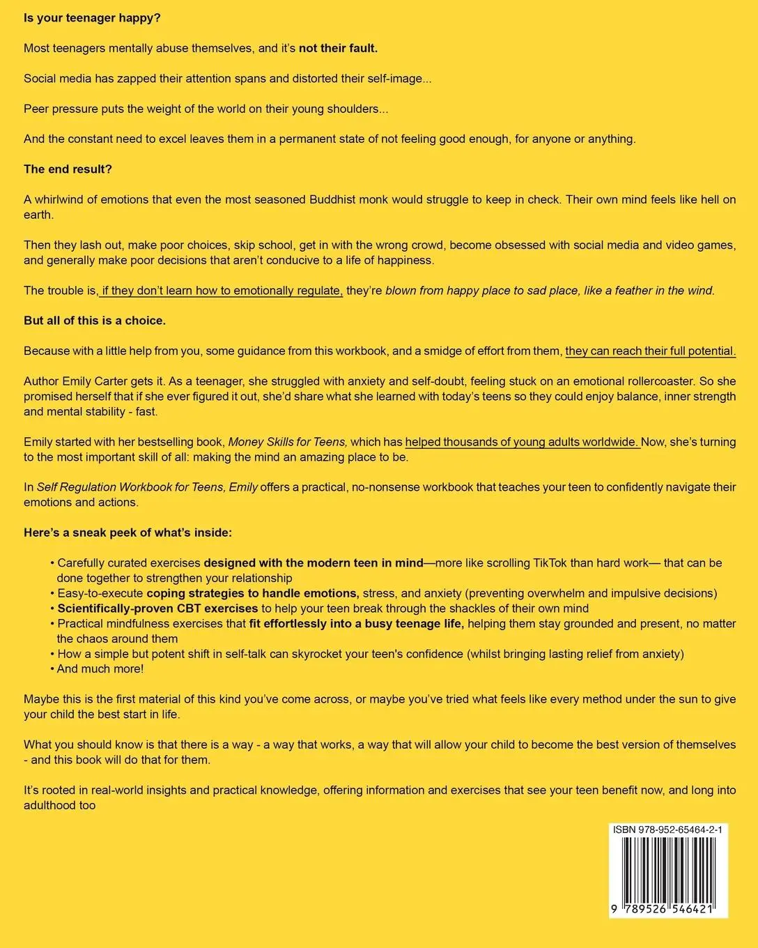 Rückseite: 9789526546421 | Self-Regulation Workbook for Teens | Emily Carter | Taschenbuch | 2024