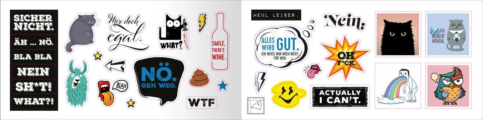 Bild: 4014489136521 | Böse Sprüche Stickerheft: Stickern. Lächeln. Vollpfosten denken!
