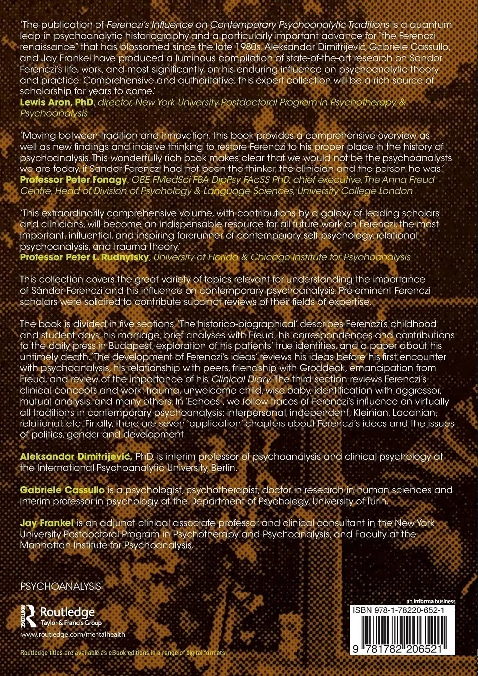 Rückseite: 9781782206521 | Ferenczi's Influence on Contemporary Psychoanalytic Traditions | Buch