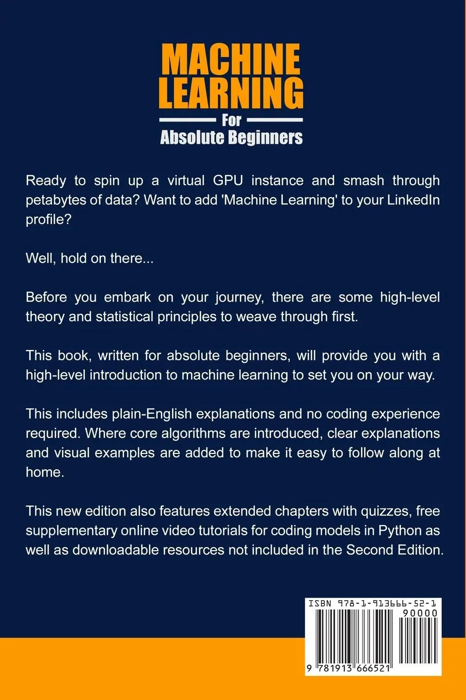 Rückseite: 9781913666521 | Machine Learning for Absolute Beginners | Oliver Theobald | Buch