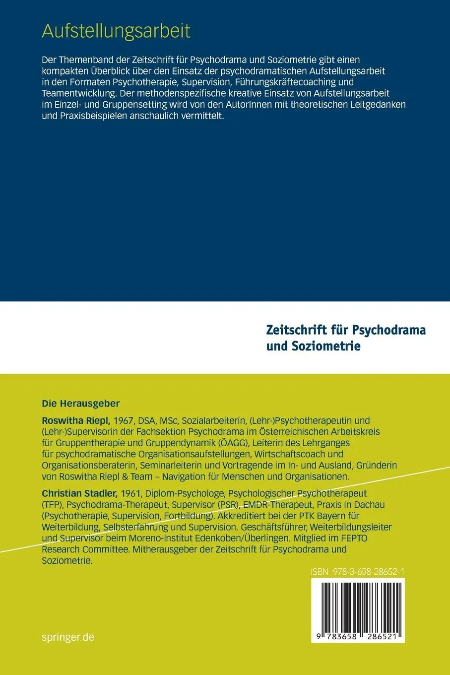 Rückseite: 9783658286521 | Aufstellungsarbeit | Christian Stadler (u. a.) | Taschenbuch | vi