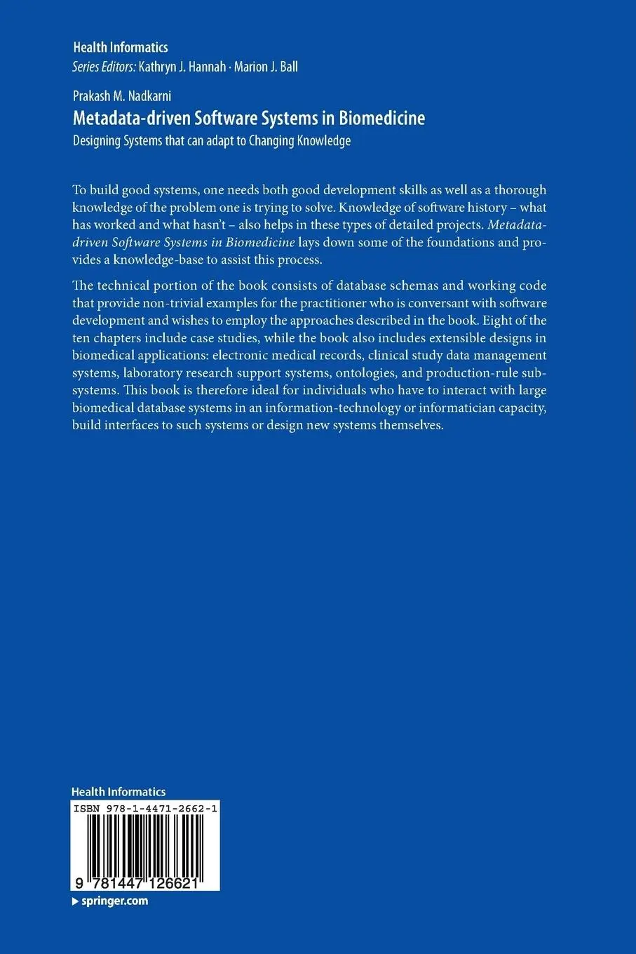 Rückseite: 9781447126621 | Metadata-driven Software Systems in Biomedicine | Prakash M. Nadkarni