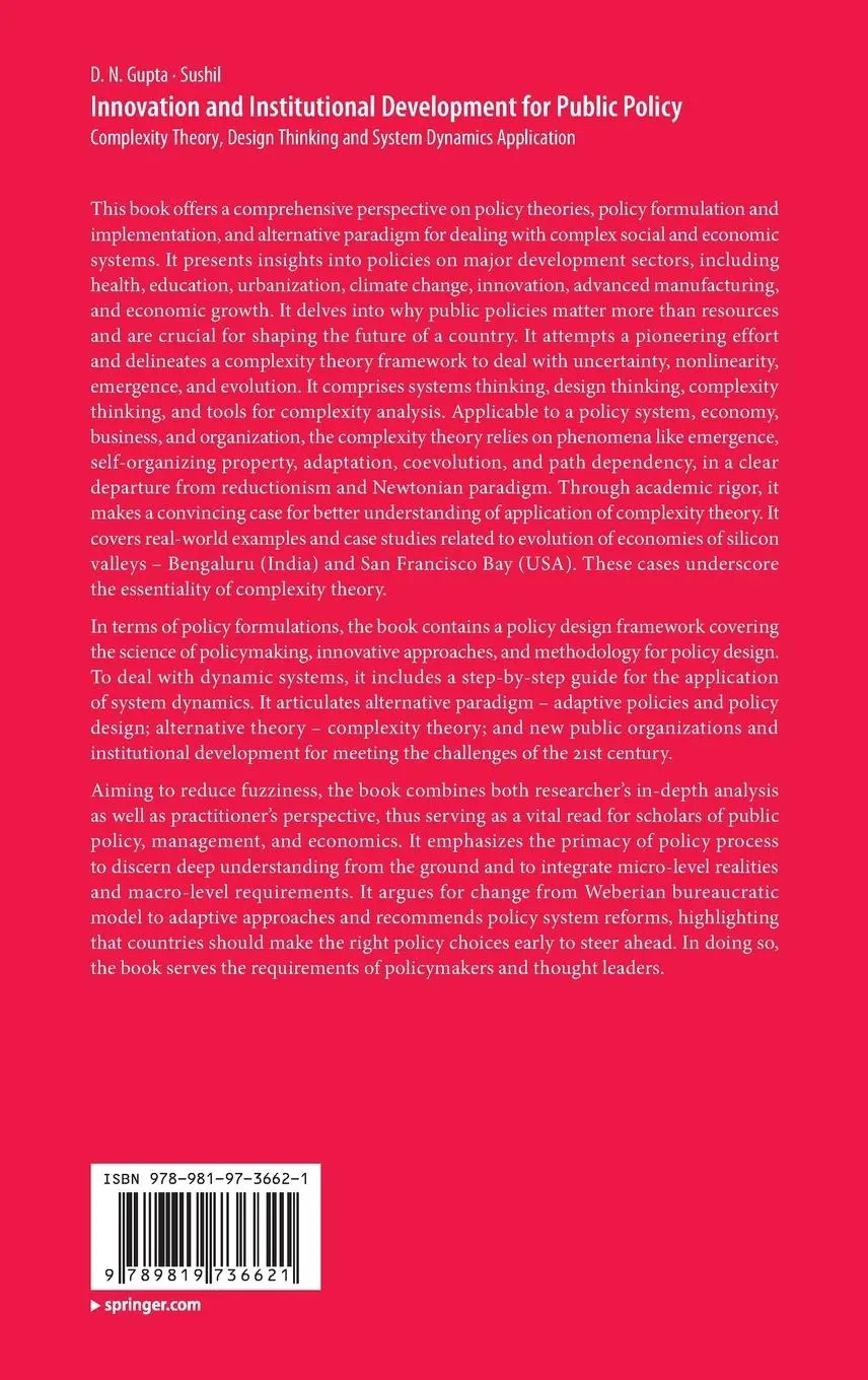 Rückseite: 9789819736621 | Innovation and Institutional Development for Public Policy | Buch