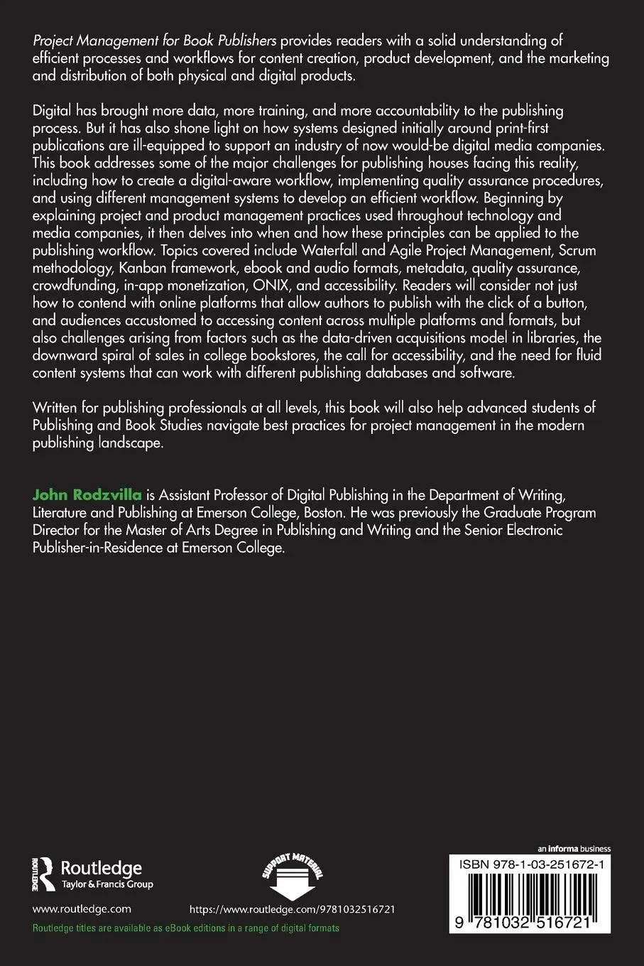 Rückseite: 9781032516721 | Project Management for Book Publishers | John Rodzvilla | Taschenbuch