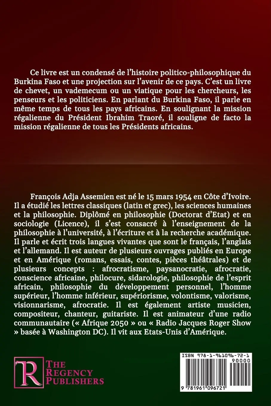 Rückseite: 9781961096721 | PRESIDENT IBRAHIM TRAORE ET LA DESTINEE DE SON PEUPLE | Assemien