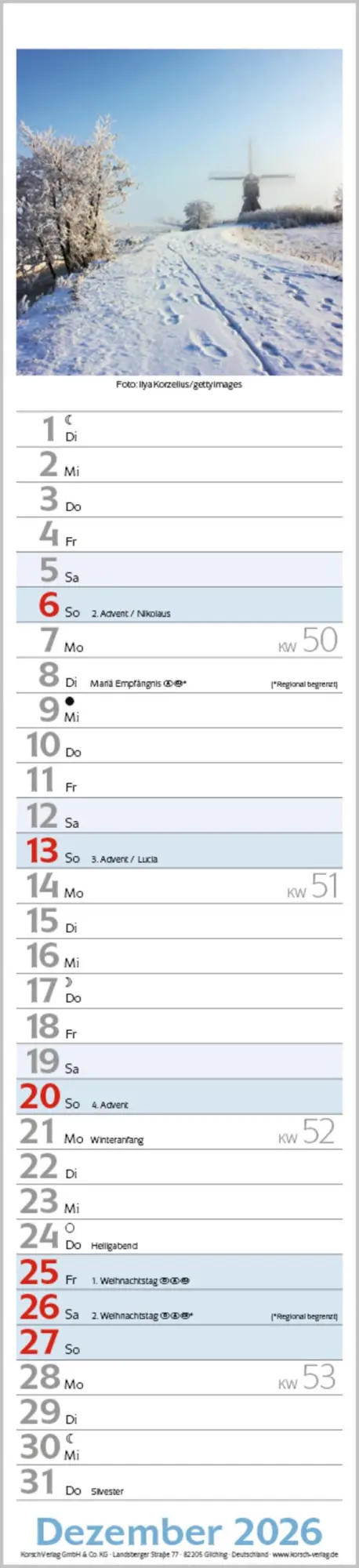 Bild: 9783731886921 | Augenblicke Langplaner 2026 | Langplaner | Verlag Korsch | Kalender