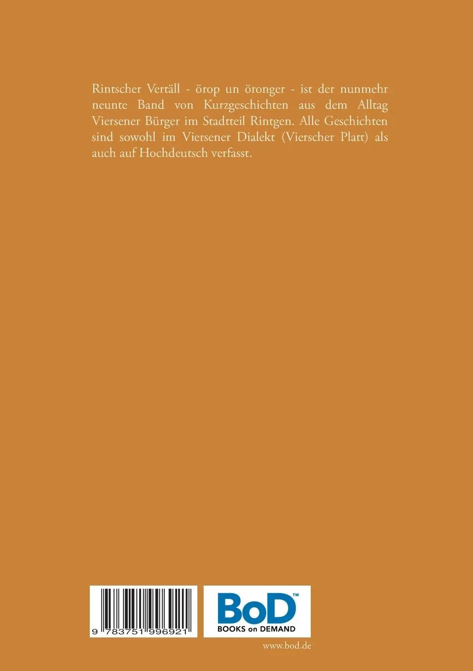 Rückseite: 9783751996921 | Rintscher Vertäll IX | örop un öronger | Bernd-Jürgen Henk | Buch