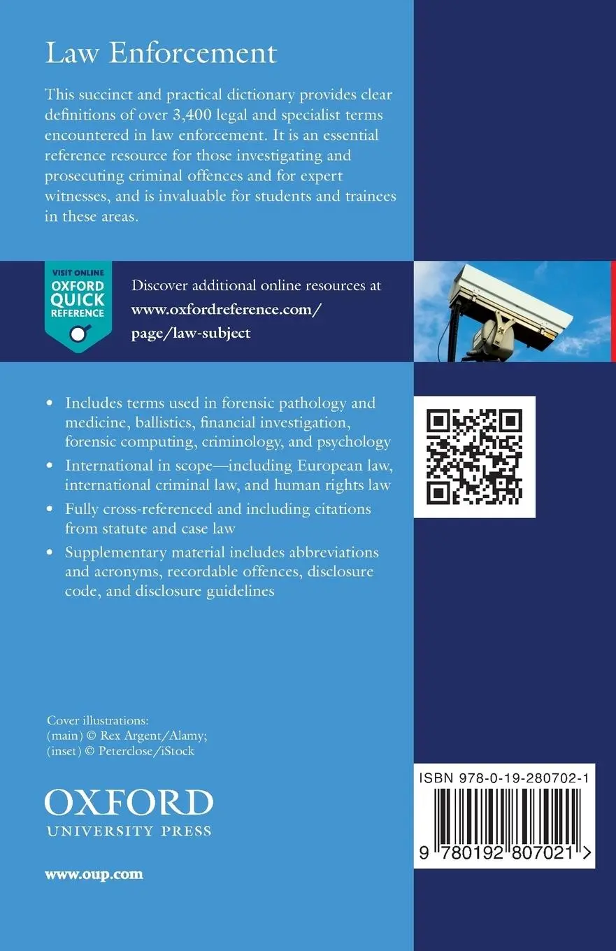 Rückseite: 9780192807021 | A Dictionary of Law Enforcement | Graham Gooch (u. a.) | Taschenbuch
