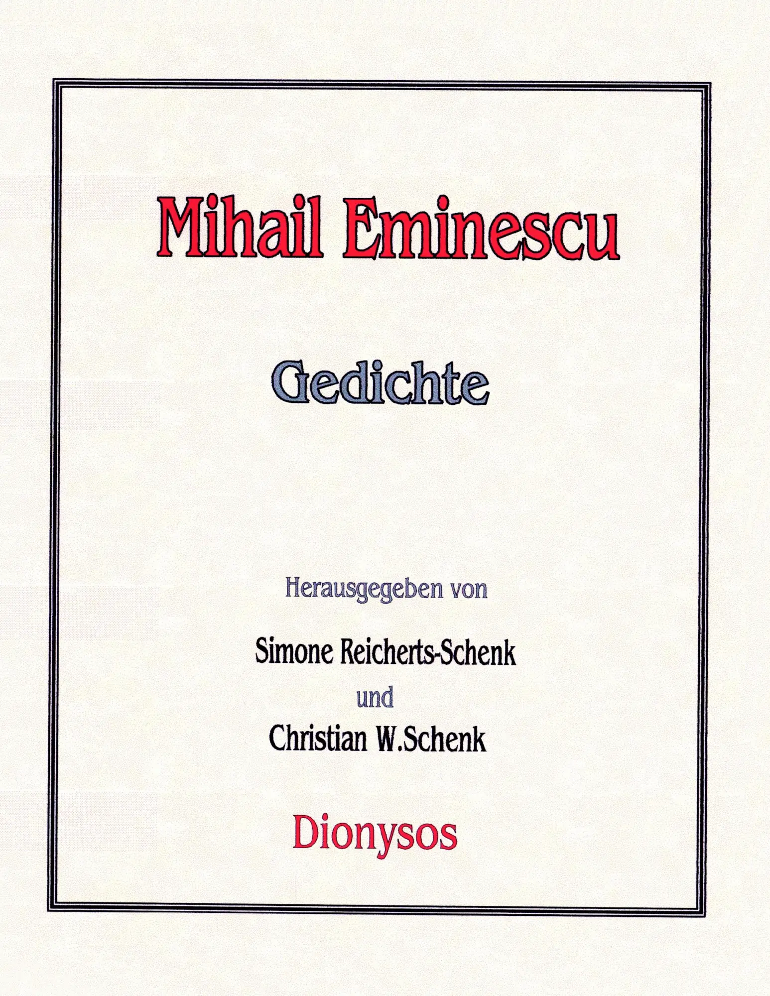 Cover: 9783933427021 | Gedichte | Mihail Eminescu | Taschenbuch | 221 S. | Deutsch | 2000