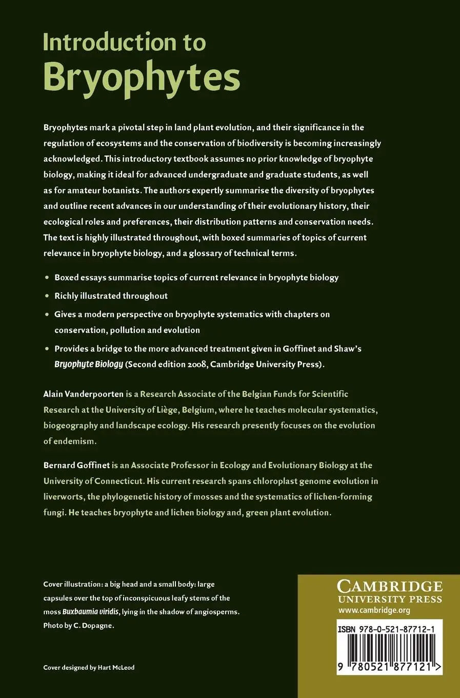 Rückseite: 9780521877121 | Introduction to Bryophytes | Alain Vanderpoorten (u. a.) | Buch | 2009
