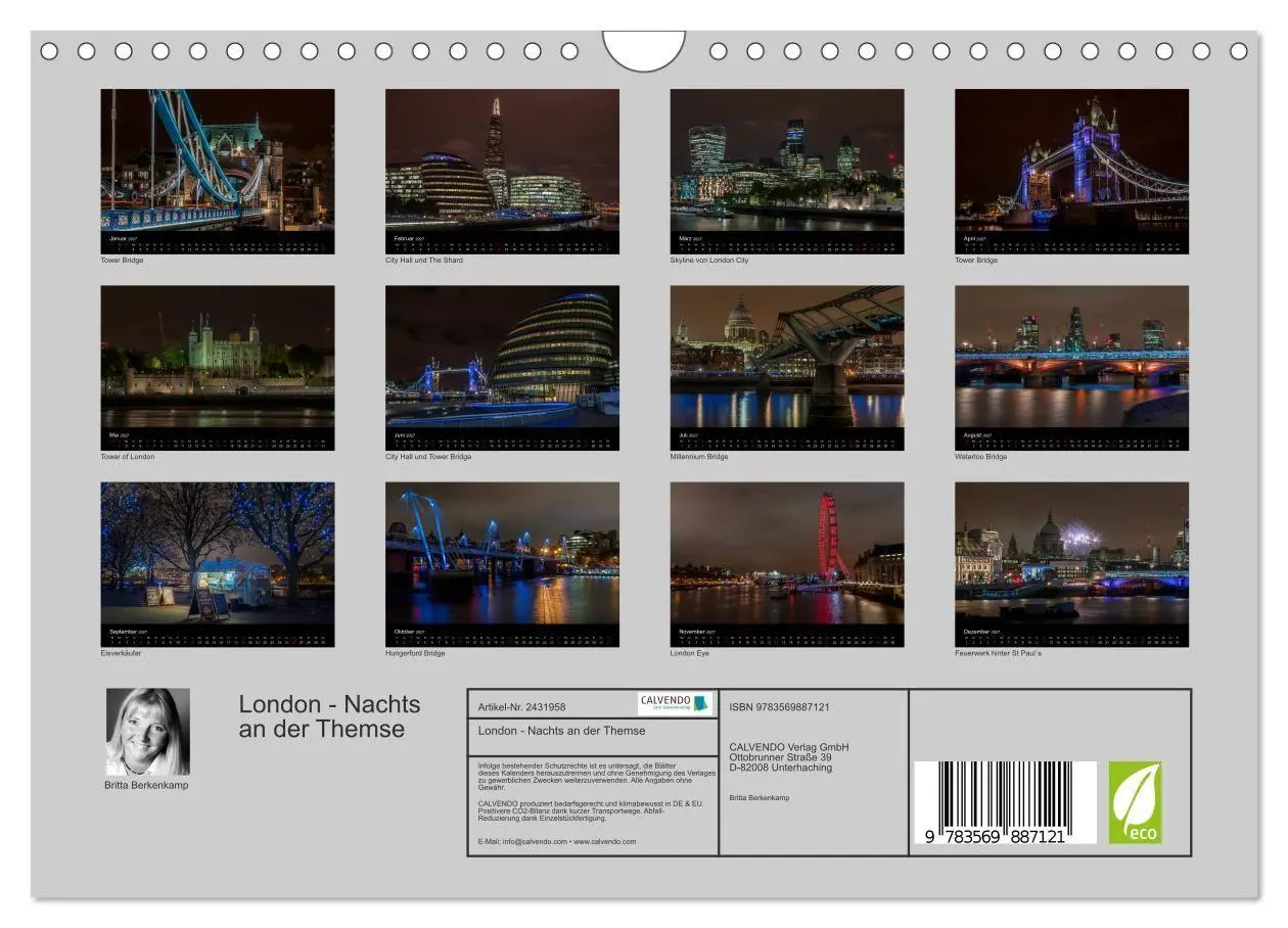 Bild: 9783569887121 | London - Nachts an der Themse (Wandkalender 2027 DIN A4 quer),...
