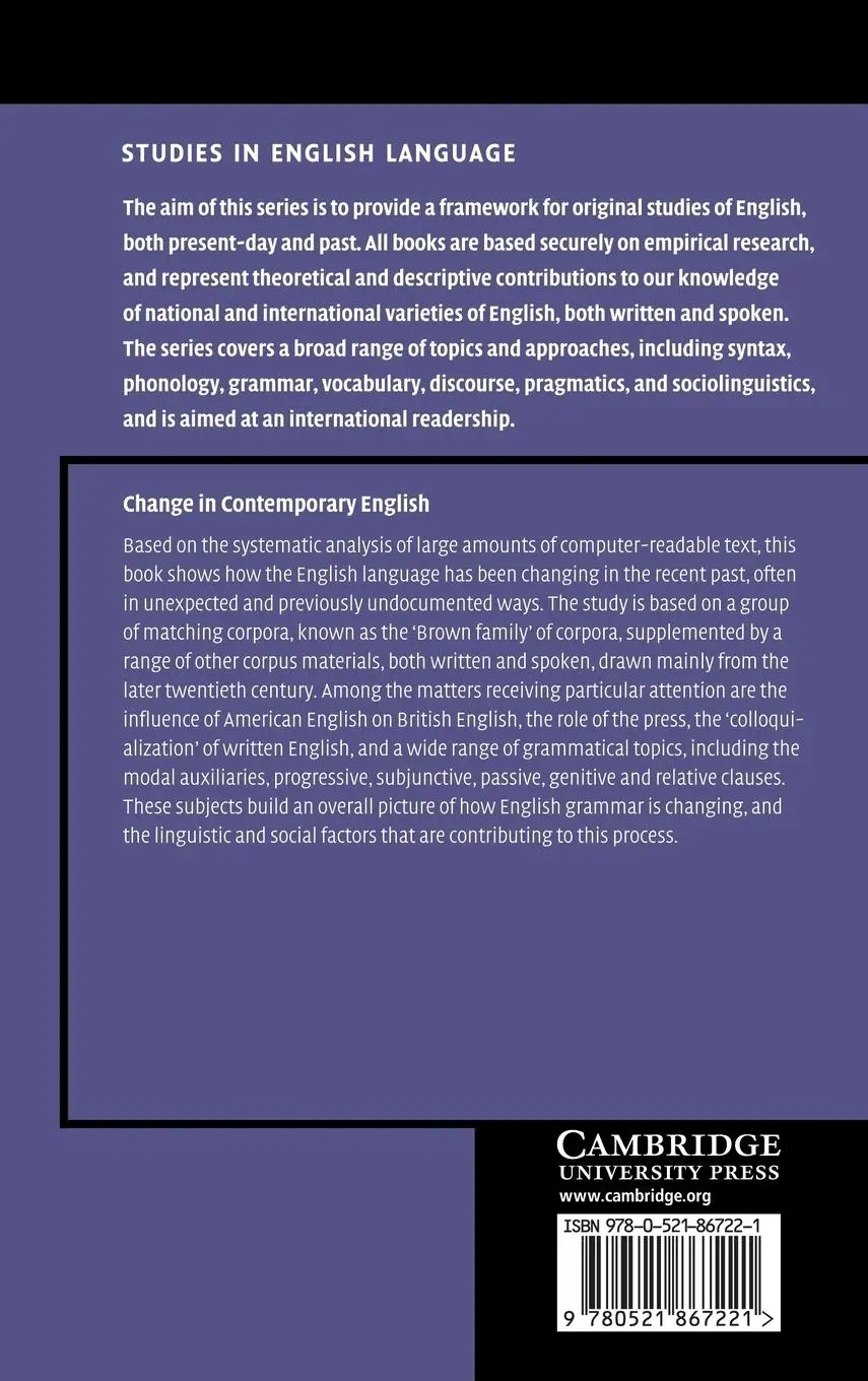 Rückseite: 9780521867221 | Change in Contemporary English | Geoffrey Leech (u. a.) | Buch | 2014