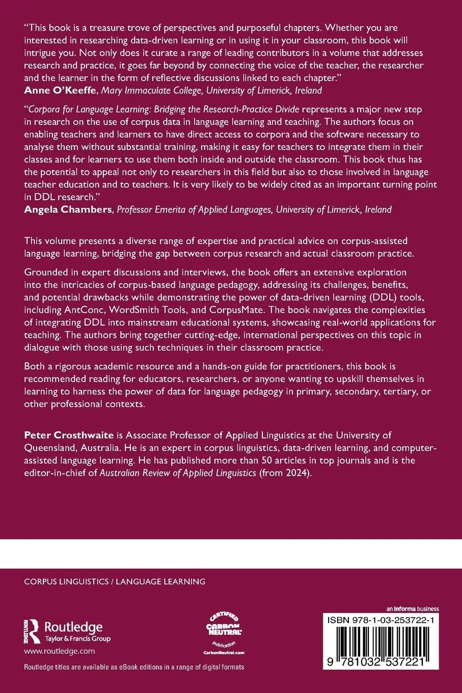 Rückseite: 9781032537221 | Corpora for Language Learning | Bridging the Research-Practice Divide