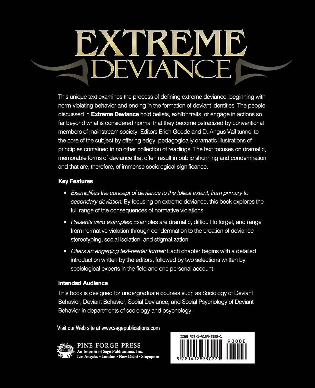 Rückseite: 9781412937221 | Extreme Deviance | Erich Goode (u. a.) | Taschenbuch | Englisch | 2007