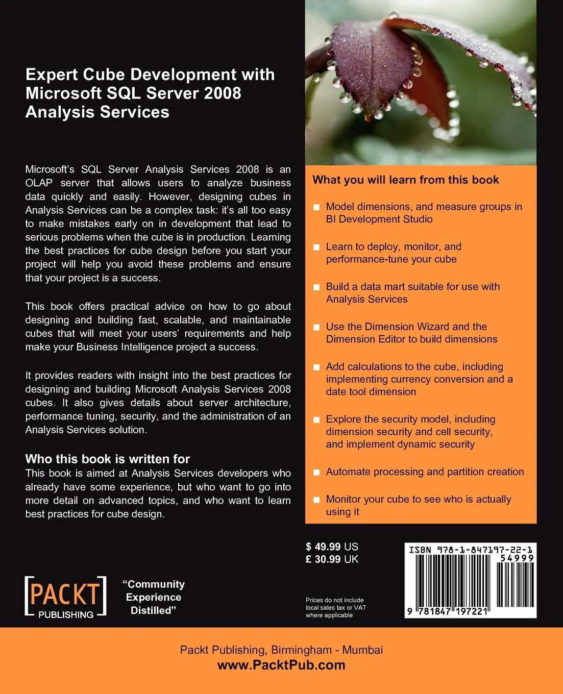 Rückseite: 9781847197221 | Expert Cube Development with Microsoft SQL Server 2008 Analysis...