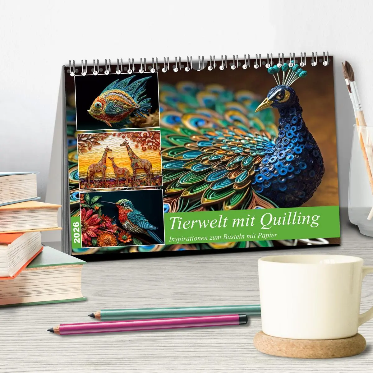Bild: 9783457527221 | Tierwelt mit Quilling (Tischkalender 2026 DIN A5 quer), CALVENDO...