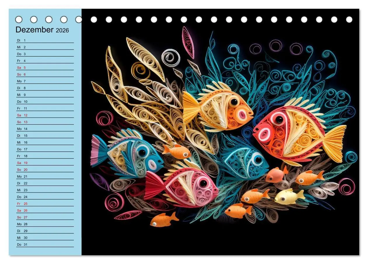 Bild: 9783457527221 | Tierwelt mit Quilling (Tischkalender 2026 DIN A5 quer), CALVENDO...