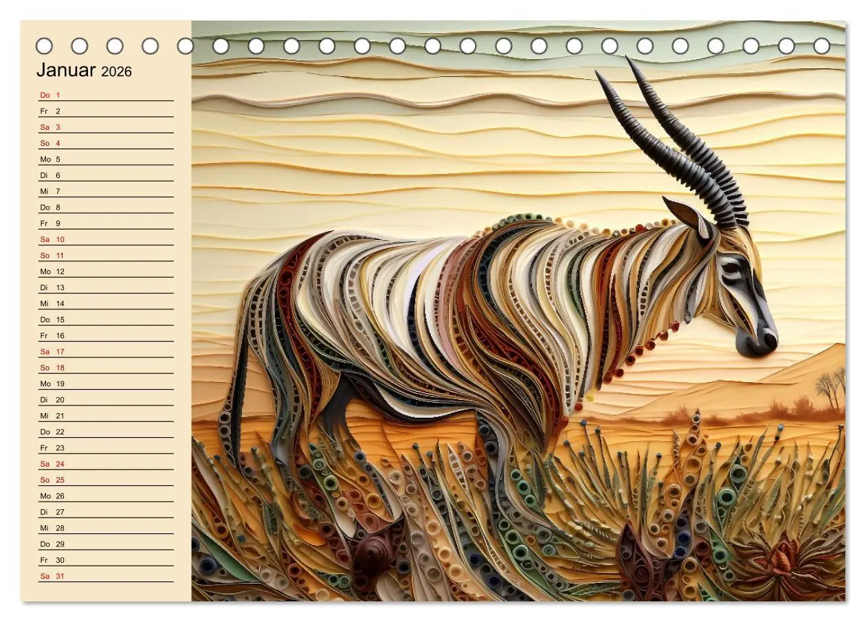 Bild: 9783457527221 | Tierwelt mit Quilling (Tischkalender 2026 DIN A5 quer), CALVENDO...