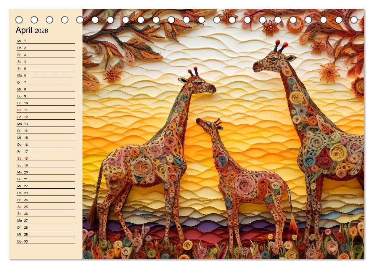 Bild: 9783457527221 | Tierwelt mit Quilling (Tischkalender 2026 DIN A5 quer), CALVENDO...