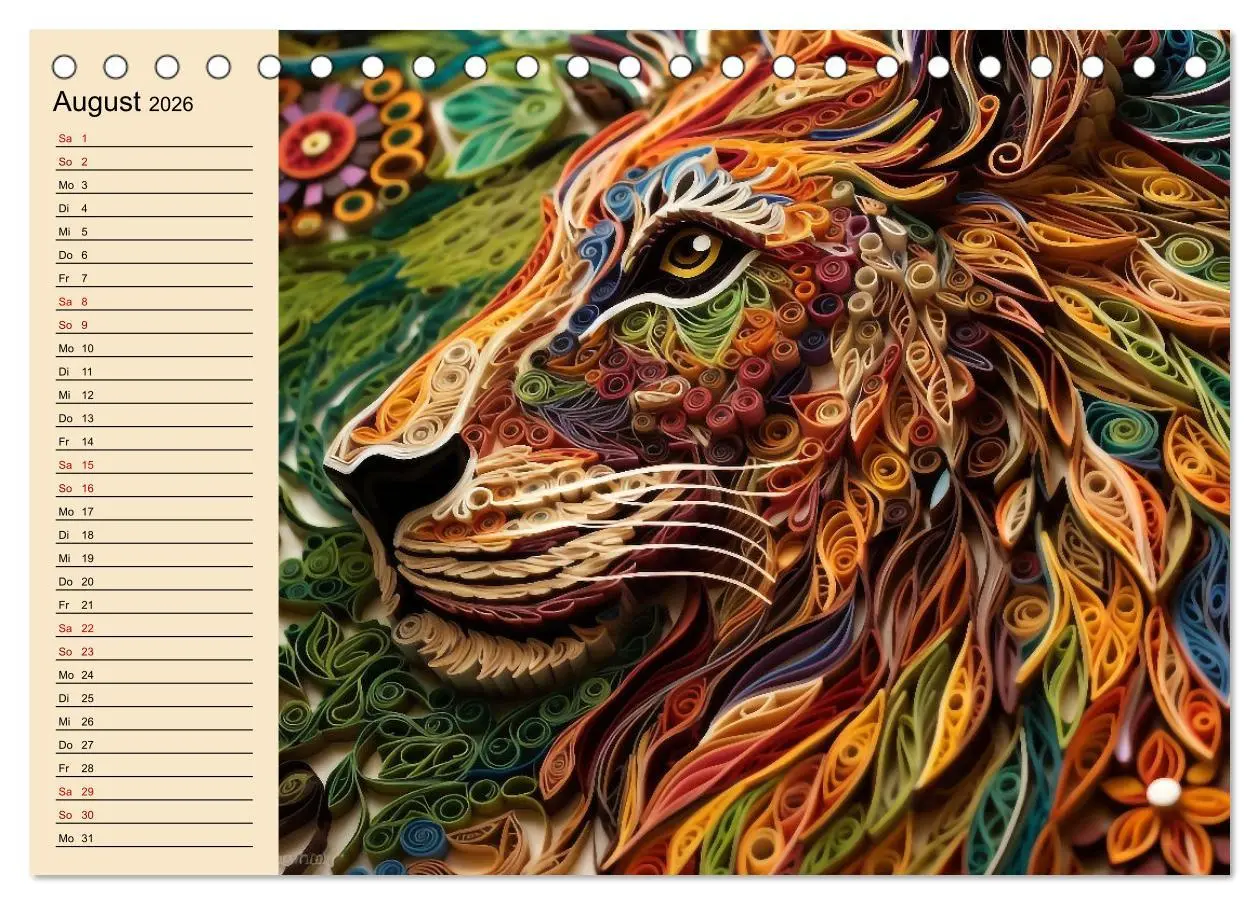 Bild: 9783457527221 | Tierwelt mit Quilling (Tischkalender 2026 DIN A5 quer), CALVENDO...