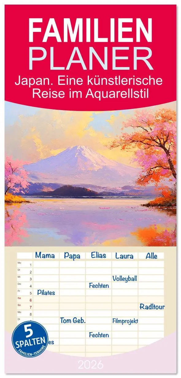 Cover: 9783516617221 | Familienplaner 2026 - Japan. Eine künstlerische Reise im...