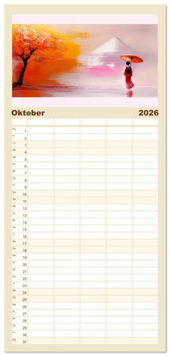 Bild: 9783516617221 | Familienplaner 2026 - Japan. Eine künstlerische Reise im...