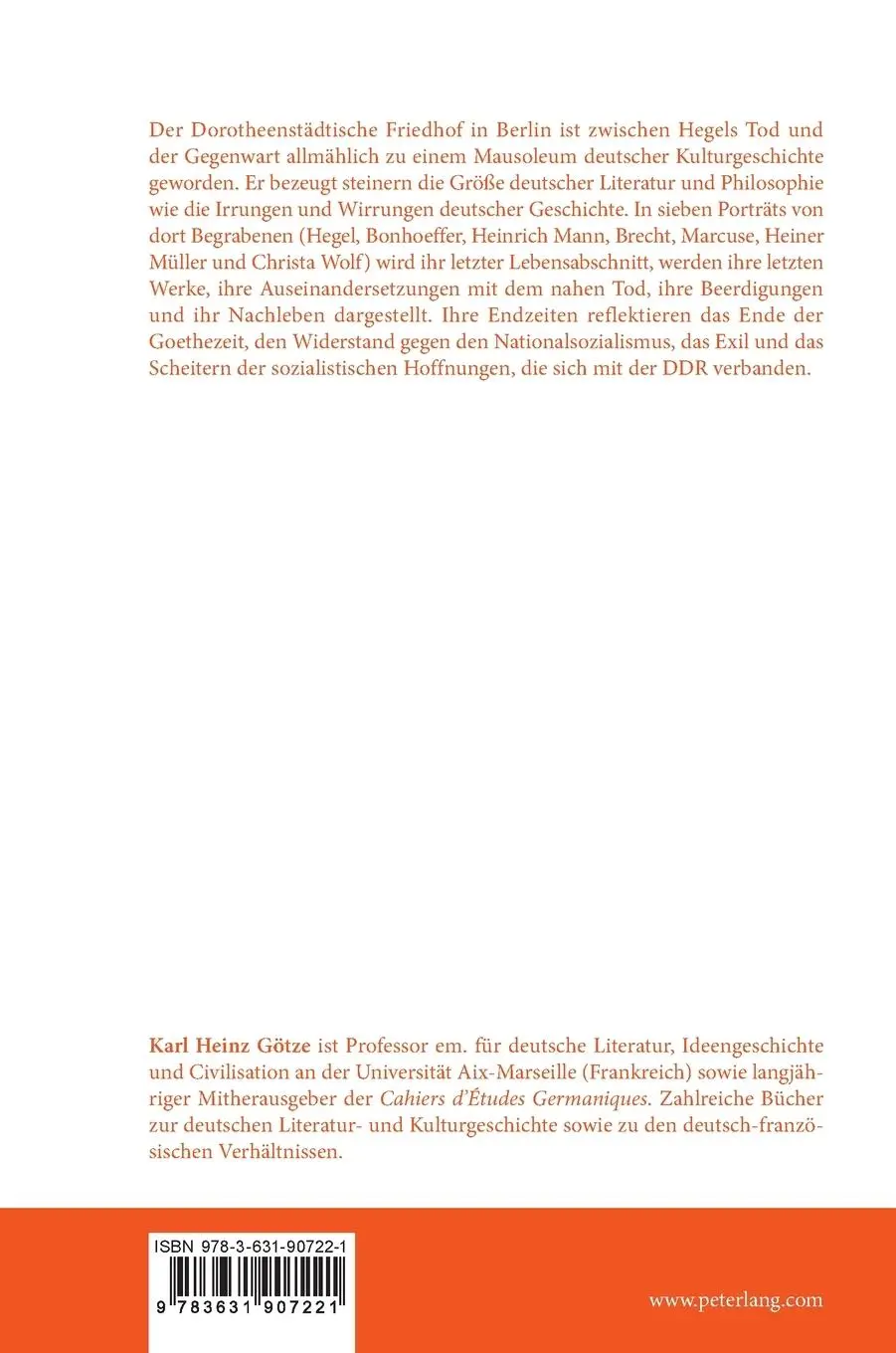 Rückseite: 9783631907221 | Endzeiten: Wie G.W.F. Hegel, Dietrich Bonhoeffer, Heinrich Mann,...