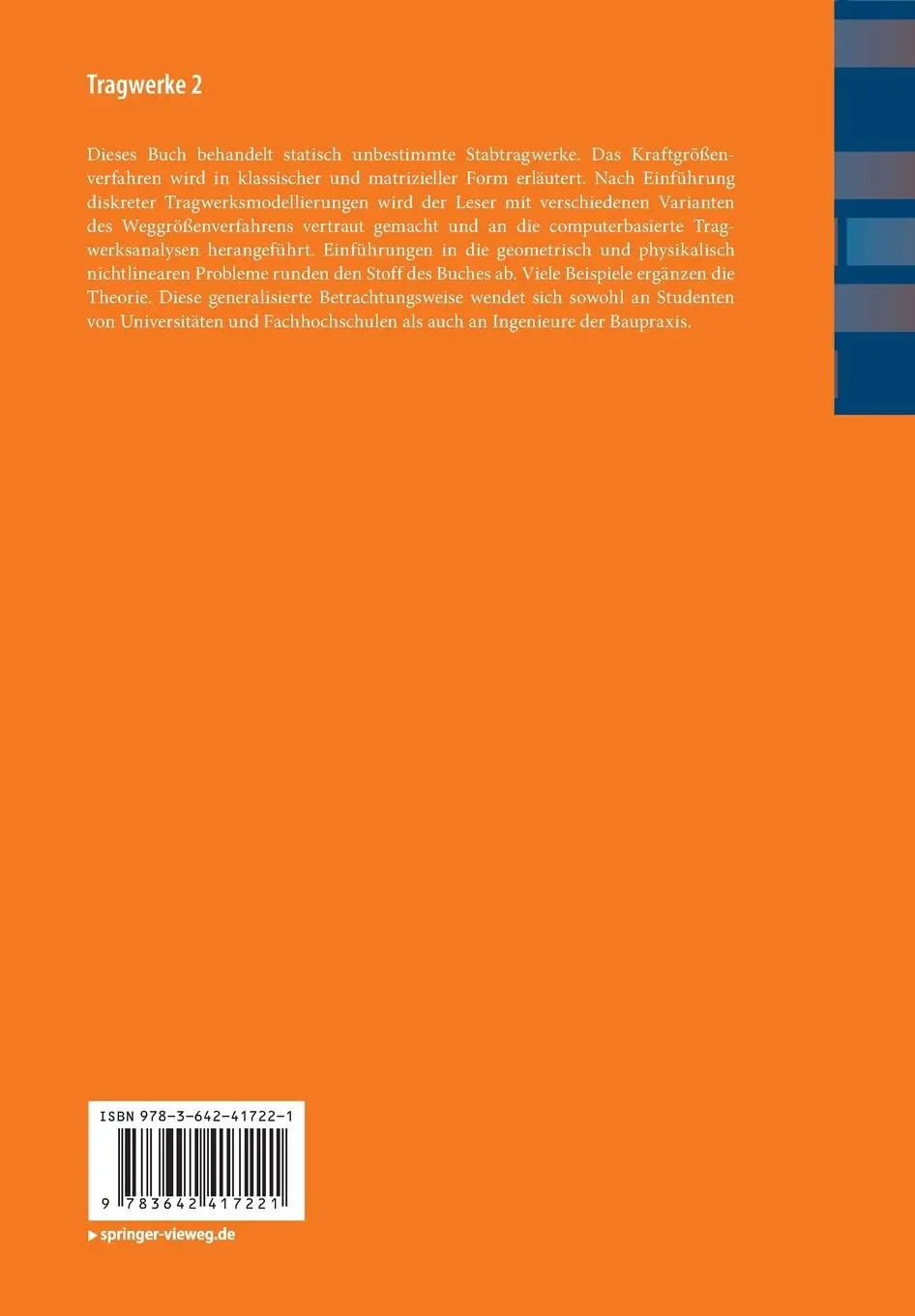 Rückseite: 9783642417221 | Tragwerke 2 | Wilfried B. Krätzig (u. a.) | Taschenbuch | Paperback