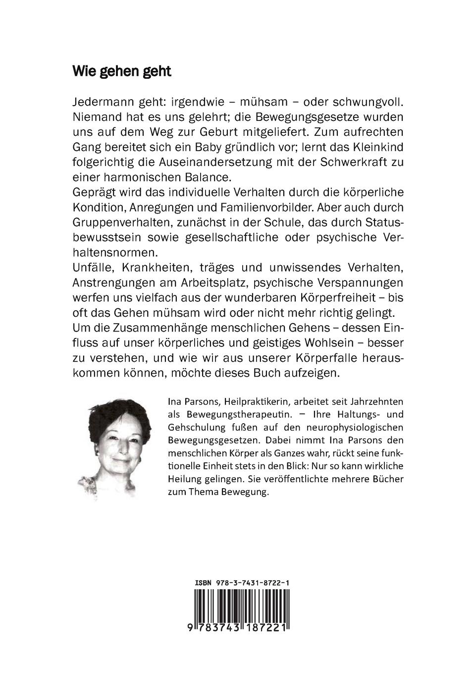 Rückseite: 9783743187221 | Wie auf Wolken gehen | Ina Parsons | Taschenbuch | 144 S. | Deutsch