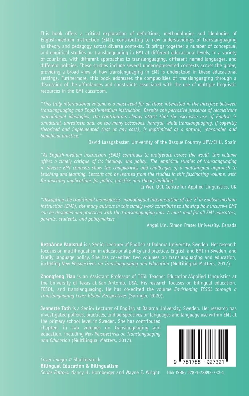 Rückseite: 9781788927321 | English-Medium Instruction and Translanguaging | Paulsrud (u. a.)