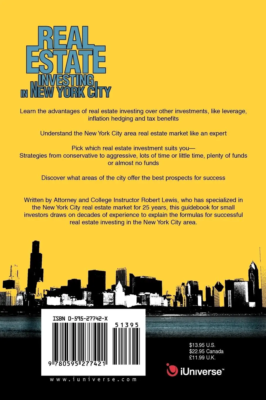 Rückseite: 9780595277421 | Real Estate Investing in New York City | Robert L. Lewis | Taschenbuch